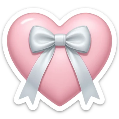 pastel pink heart with white ribbon tied in a bow sticker