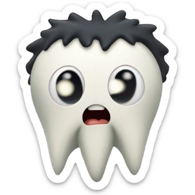 A midge (very tiny fly from scotland) looking like a vampire (tooth), view from face/profile, looking like embarassed sticker