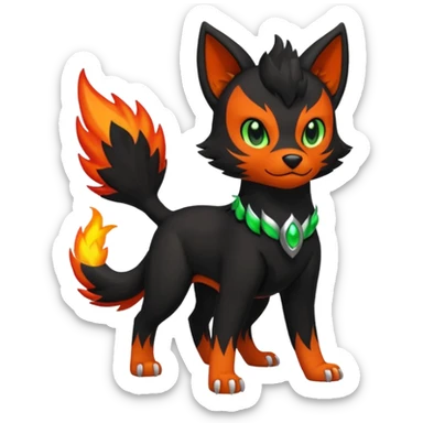 Houndour-Litten-Sprigatito-hybrid-fusion-creature (full body) sticker