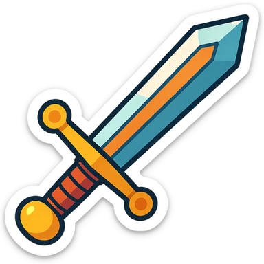 a viking blade, bastard sword, stylized cartoon look, transparent background sticker
