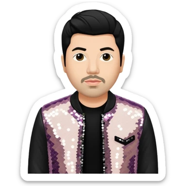 Chino Moreno with ivory sequin jacket, black shirt sticker