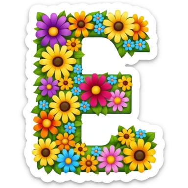 large number 7 made up of assorted bright flowers sticker