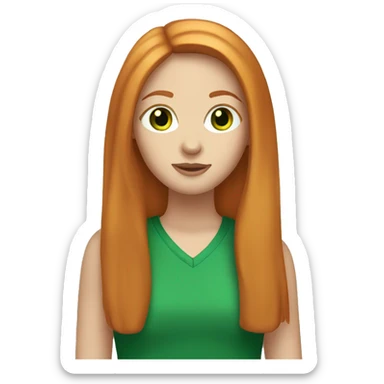 Girl with straight ginger hair and green eyes sticker