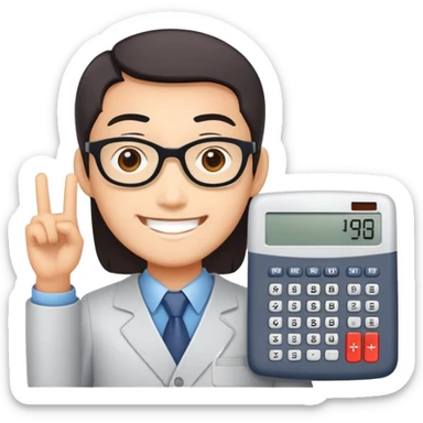 Calculator character with Chinese letters for Yi-Cheng Chen sticker
