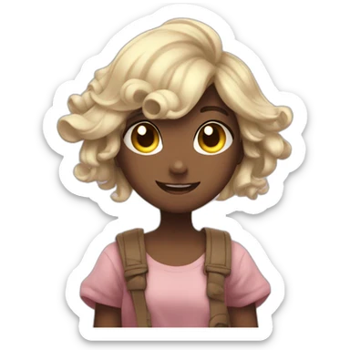 digital art of a Cute girl discord emoji wave to say hello sticker