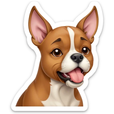 Cinematic Cute Yawning Fawn Boxer dog Portrait Emoji, Head tilted slightly with a dramatic, wide-open yawn, showcasing a short fawn Fur with a crisp white muzzle and chest, floppy ears slightly drooping, round brown eyes barely open in drowsy contentment, Simplified yet irresistibly adorable features, highly detailed, glowing with a soft, cozy glow, high shine, relaxed yet expressive, stylized with a touch of whimsy, bright and endearing, soft glowing outline, capturing the essence of a sleepy yet affectionate guardian, so drowsy it feels like it could stretch right out of the screen and curl up for a nap! sticker