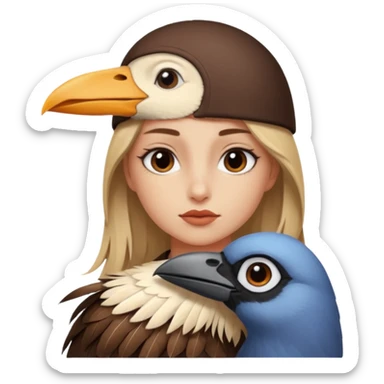 Girl with bird beak sticker