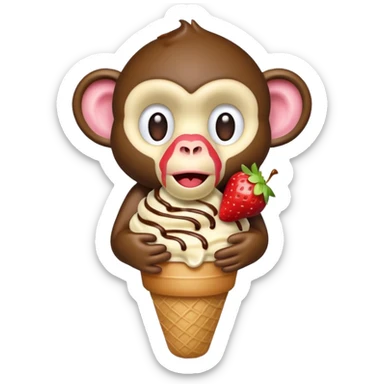 Icecream screaming out monkey  sticker