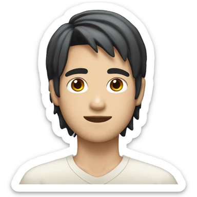white skin color japanese man with black anime hair, make it from shoulders and create only one emoji sticker