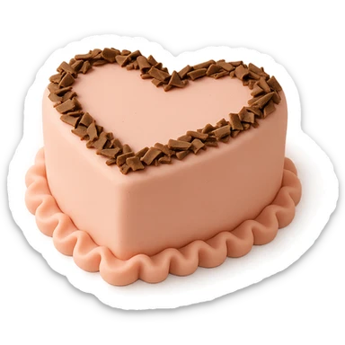 heart-shaped fondant cake with chocolate shavings sticker