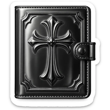 pink and black gothic wallet, metallic shine, reflective, futuristic gothic details sticker