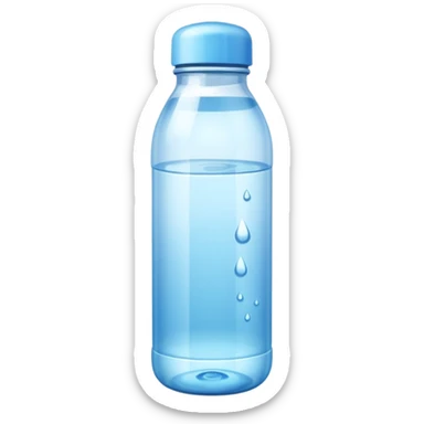 water bottle object icon, transparent bottle with water inside, glossy plastic, 3D cartoon, soft shadow, mobile game icon style, centered, clean background, no text, no watermark
 sticker