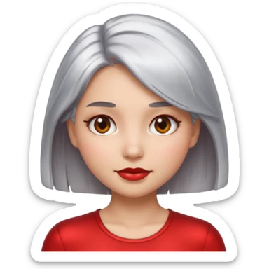 sexy Girl emoji with metallic silver hair, iOS emoji style, soft facial features, glossy chrome hair texture, minimal shading, clean background, modern aesthetic sticker