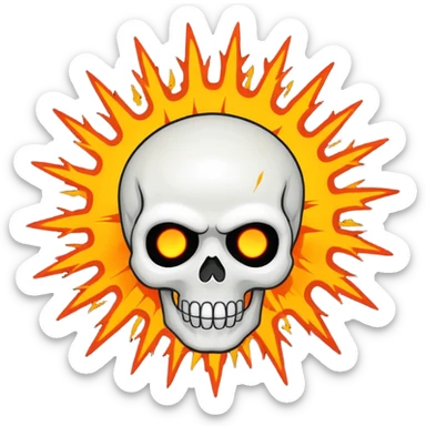 skull with exploding head, cartoon style explosion, emoji style sticker