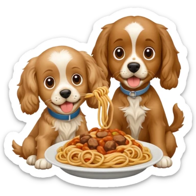 American Cocker Spaniel and Mongrel Eat Spaghetti Between Them sticker