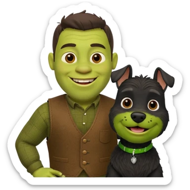 Shrek with a miniature black schnauzer sticker