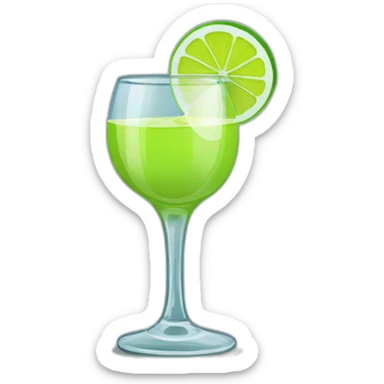 A single tequila glass with a single slice of green lemon piece on it sticker