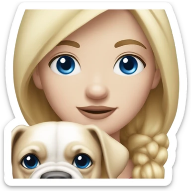 Blonde hair blue eyes girl with British bull dog sticker