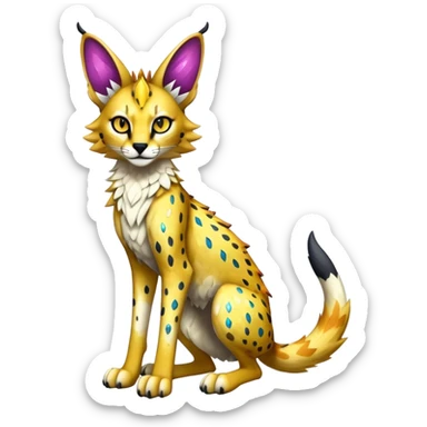 Epic Edgy Colorful Sparkly Sergal-Serval-Vernid full body sticker