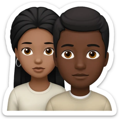 Black girl with black hair and white boy with black hair sticker