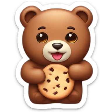 Osito de peluche comiendo galleta de chocolate  sticker