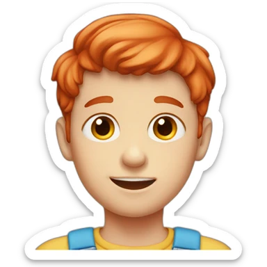 small red head boy with braces sticker