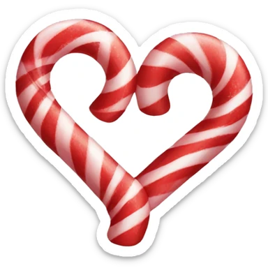 Candy cane heart shaped sticker