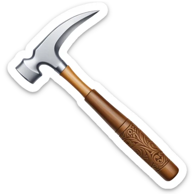 Carving icon, stone, bone, and horn with detailed patterns, carving tools like chisel and awl, minimalistic style, clean lines, transparent background. sticker