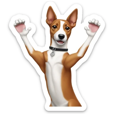 Basenji holding his arms up sticker