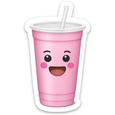 Pink boba tea plastic cup sticker