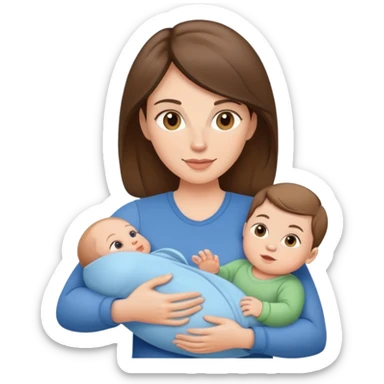 Light brunette fit mom with baby boy sticker