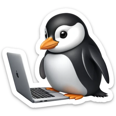 A penguin that works with a laptop sticker