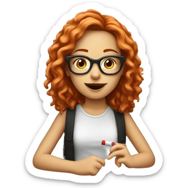 Mädchen mit Zigarette auf eine Bank mit einer Brille und roten Haare  sticker