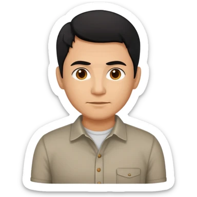 great job, now i would like a middle aged dark brown person with black hair on head in casual shirt sticker