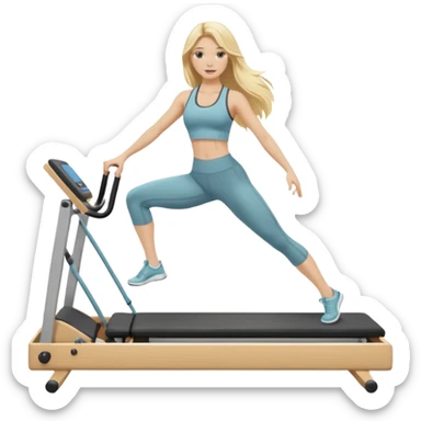 long haired blonde pilates instructor teaching reformer sticker