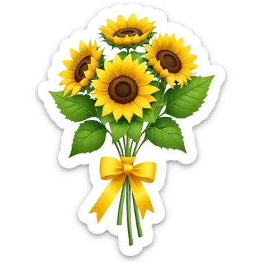 Sunflower bouquet with yellow ribbon sticker