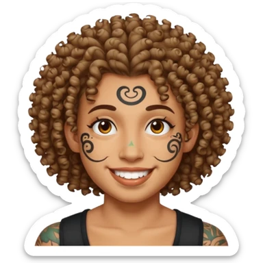 curly haired and heavy face tattoed person with a unique face and style sticker