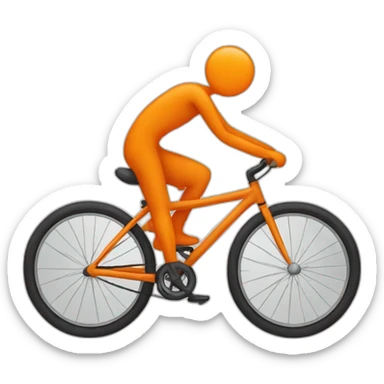 orange stick figure riding a bike sticker