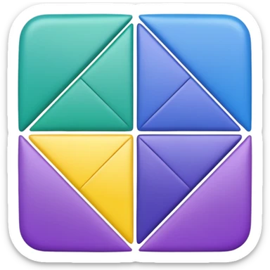 Bandera color azul amarillo morado y verde, seccionada en 4 partes iguales cuadradas sticker