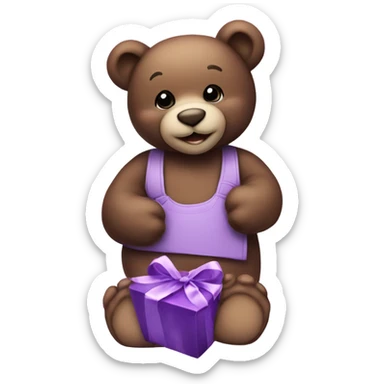  purple Teddy Bear holding chocolates and pink & purple roses sticker