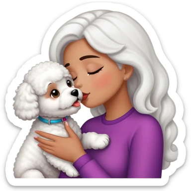 Tanned girl kissing a bichon sticker