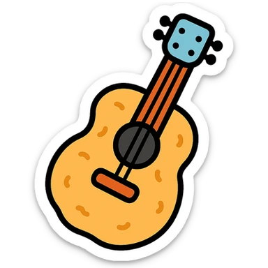 color outline icon of a chicken nugget guitar sticker