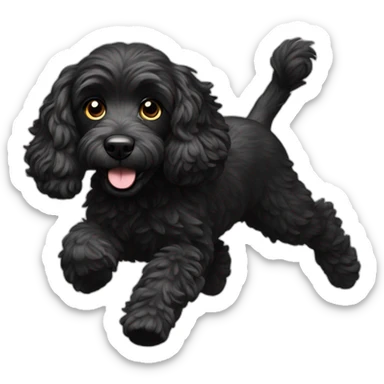Black cockapoo running sticker