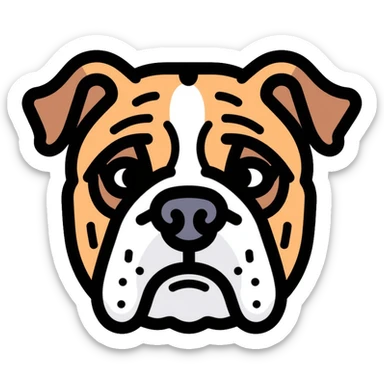 bulldog face with wrinkles sticker
