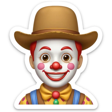 a clown emoji that is wearing a cowboy hat  sticker