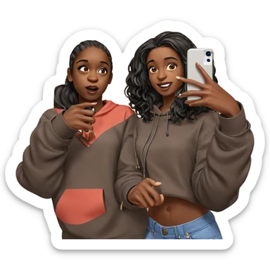 dark-skinned girl taking selfie sticker