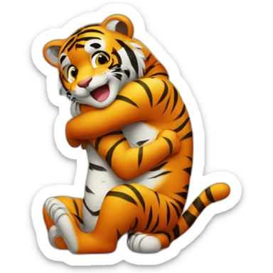 Tiger-hug-baby-tiger sticker