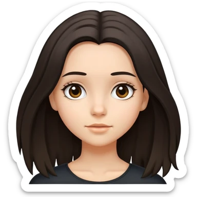 Chica con cabello hasta abajo de los hombros, que su cabello empiece negro pero termine ligeramente marron en las puntas sticker