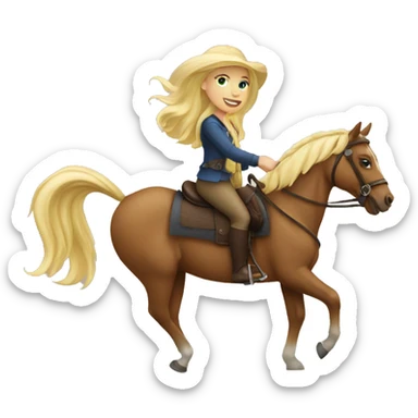 Blonde girl riding a horse sticker