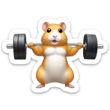 hamster lifting weights sticker